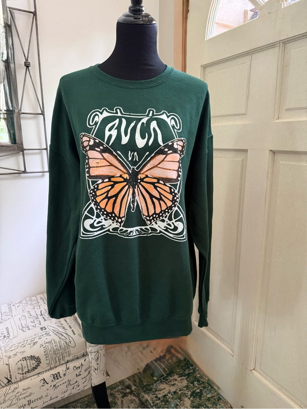 RCVA GREEN BUTTERFLY SWEATSHIRT
